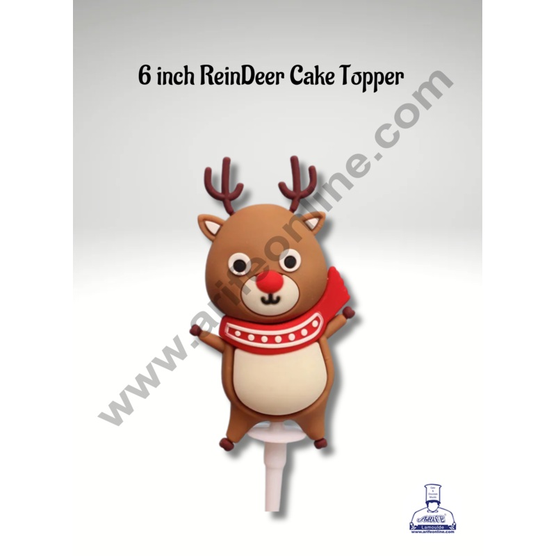 CAKE DECOR  6 inch Reindeer Cake Topper Cake Topper Rubber Cake Topper - 1 Piece