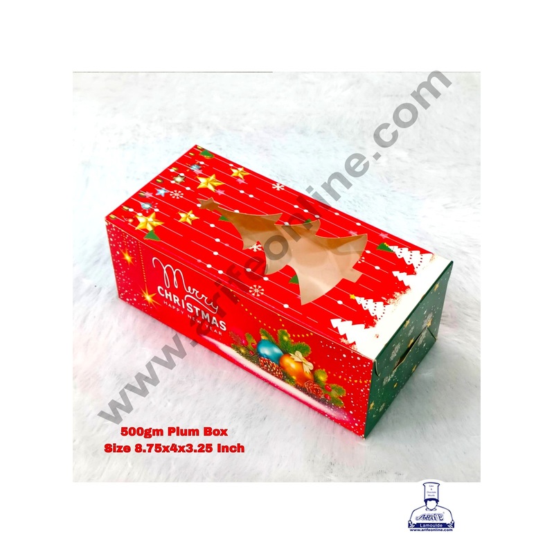 CAKE DECOR  Christmas Theme  Plum Cake Box Tree Cutout Window, Plum Carriers - Big (10 Pcs Pack)  500 g