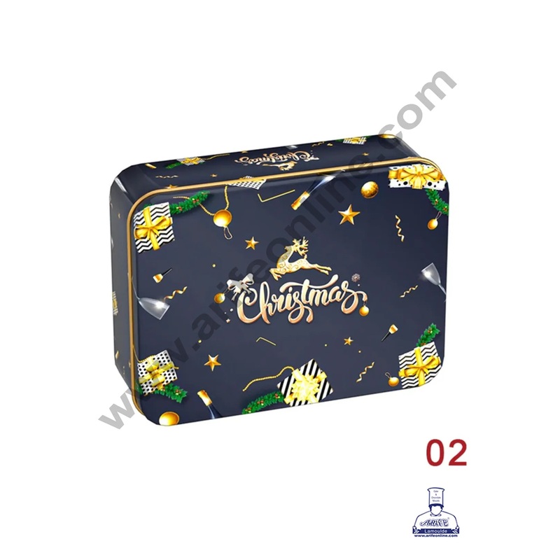 Cake Decor  Merry Christmas Tins Rectangle Shape - 06 | Rectangle Storage Containers Tins | 1 Pc Pack
