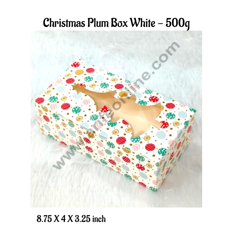 CAKE DECOR  White Christmas Theme  Plum Cake Box Tree Cutout Window, Plum Carriers - Big (10 Pcs Pack)  500 g