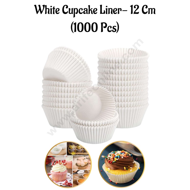 Cake Decor White Paper Cupcake Liner Cylinder Pack - 12cm (1000 Pcs Roll)