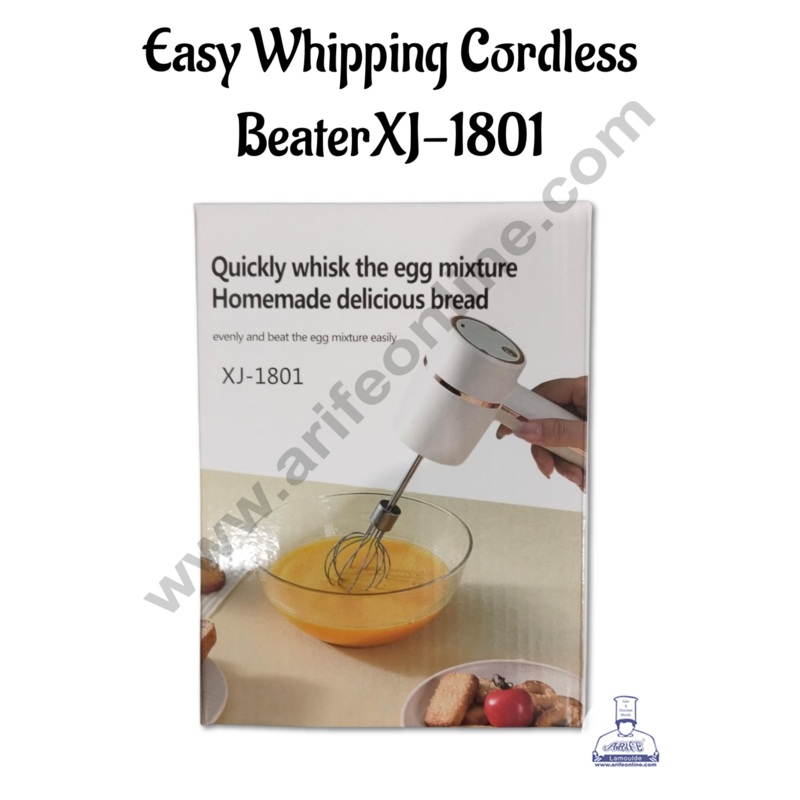 CAKE DECOR  Portable Electric Cordless Handheld Mixer, 3-Speed Adjustable USB Rechargeable Hand Mixer Stainless Steel Egg Whisk with Double Egg Sticks for Kitchen Baking and Cooking  XJ-1801