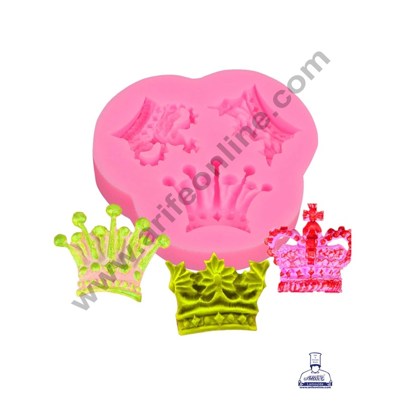 Cake Decor Silicone 3 Cavity Crown Shape Pink Fondant Marzipan Mould