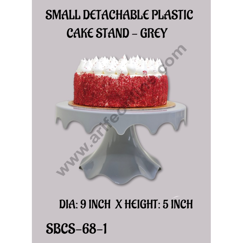 CAKE DECOR Small Detachable Plastic Cake Stand | Cupcake Stand Drop Shaped | Display Stand - Grey
