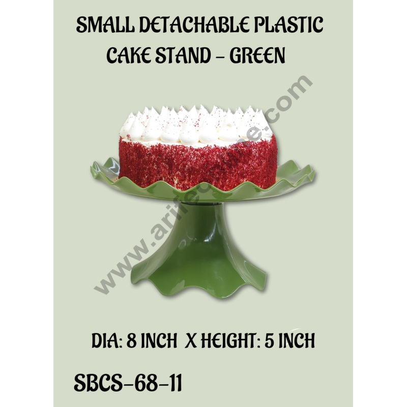 CAKE DECOR Small Detachable Plastic Cake Stand Wave Side | Cupcake Stand | Display Stand -Green