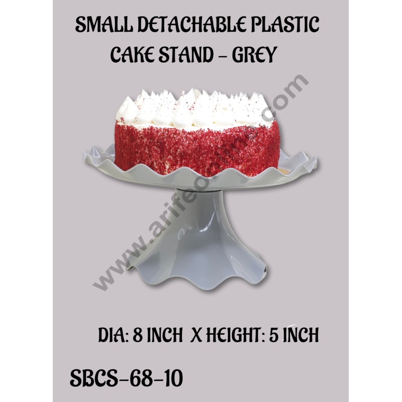 CAKE DECOR Small Detachable Plastic Cake Stand Wave Side | Cupcake Stand | Display Stand - Grey