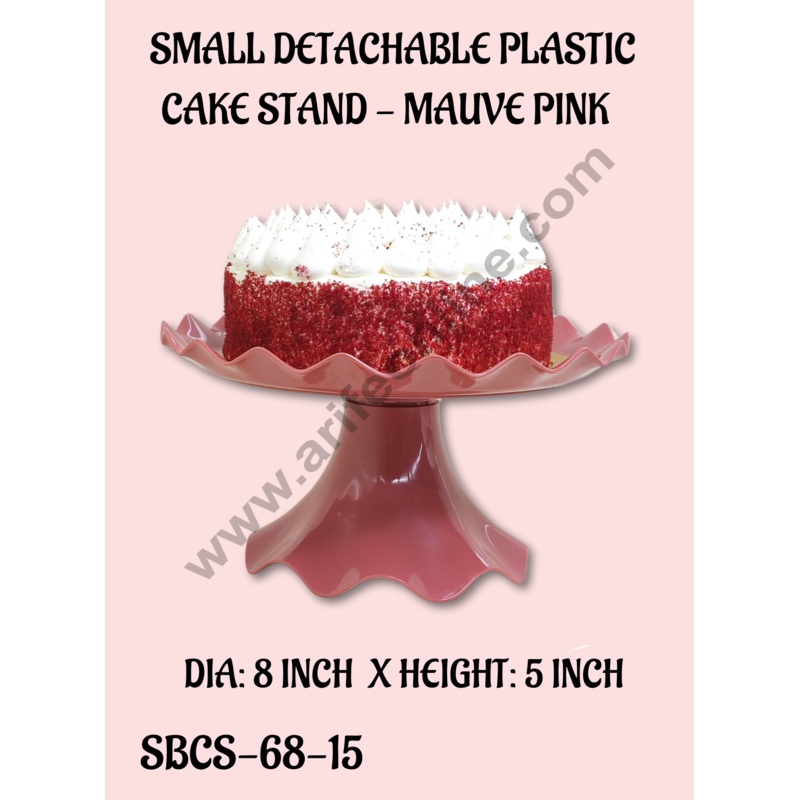 CAKE DECOR Small Detachable Plastic Cake Stand Wave Side | Cupcake Stand | Display Stand - Mauve Pink