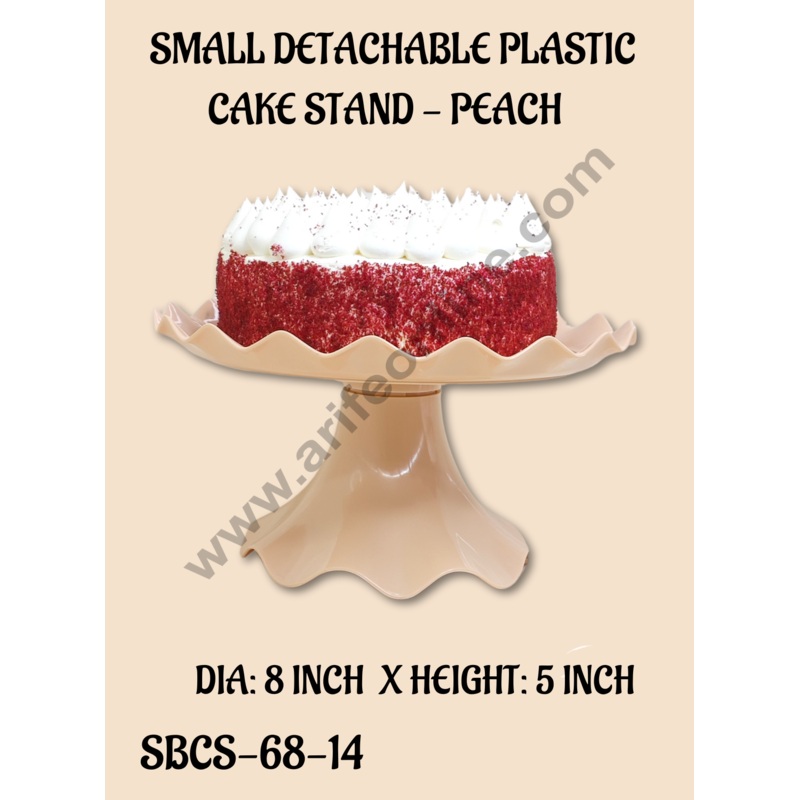 CAKE DECOR Small Detachable Plastic Cake Stand Wave Side | Cupcake Stand | Display Stand - Peach