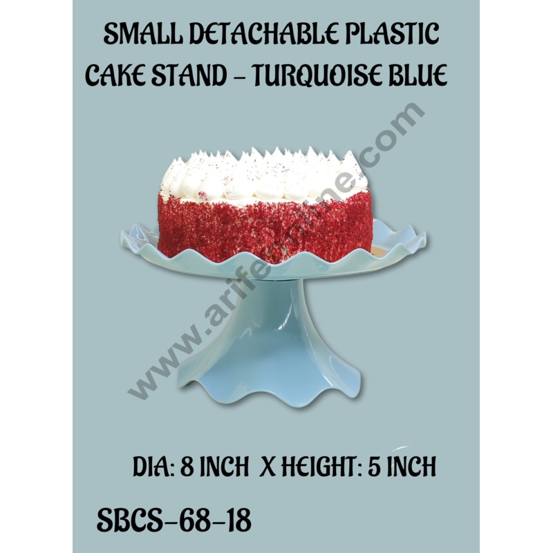 CAKE DECOR Small Detachable Plastic Cake Stand Wave Side | Cupcake Stand | Display Stand - Turquoise Blue