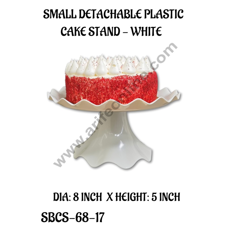 CAKE DECOR Small Detachable Plastic Cake Stand Wave Side | Cupcake Stand | Display Stand - White