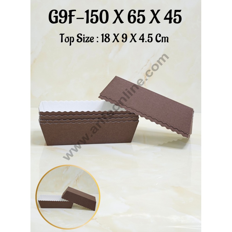 Novacart Bake & Serve Paper Baking Mould By Cake Decor - Brown Rectangular Loaf Shaped Cake Mould with White Lining  10 Pcs ( SB-G9F-150 X 65 X 45)