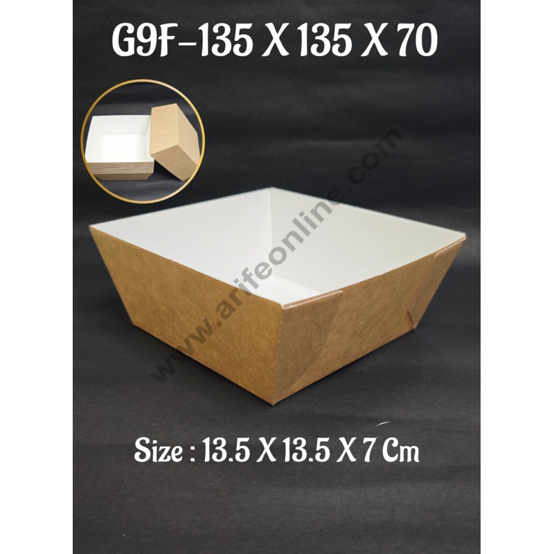 Novacart Bake & Serve Paper Baking Mould By Cake Decor - Light Brown Square Loaf Shaped Cake Mould with White Lining  10 Pcs-Big ( SB-G9F-135 X 135 X 70)
