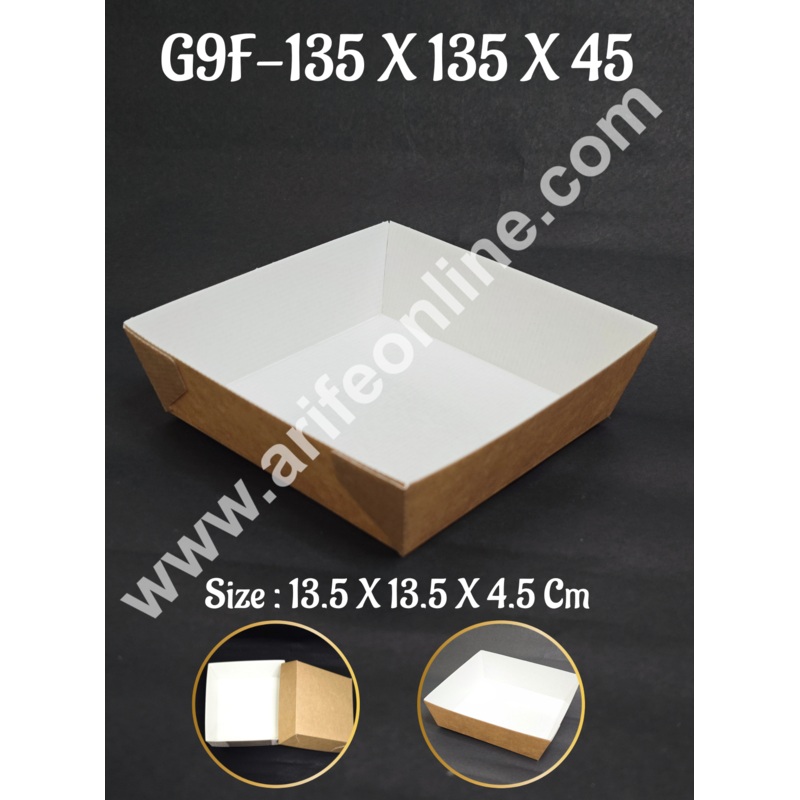 Novacart Bake & Serve Paper Baking Mould By Cake Decor - Light Brown Square Loaf Shaped Cake Mould with White Lining  10 Pcs ( SB-G9F-135 X 135 X 45)