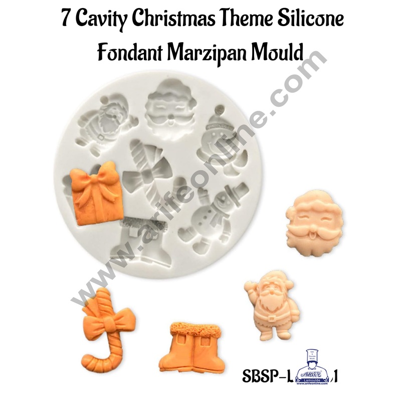 CAKE DECOR  7 Cavity Christmas Theme Silicone Fondant Marzipan Mould