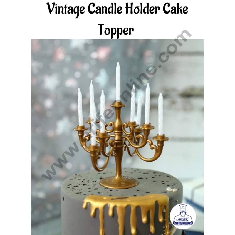 CAKE DECOR Vintage Candle Holder Cake Topper for Birthday Christmas Weddings Home Party