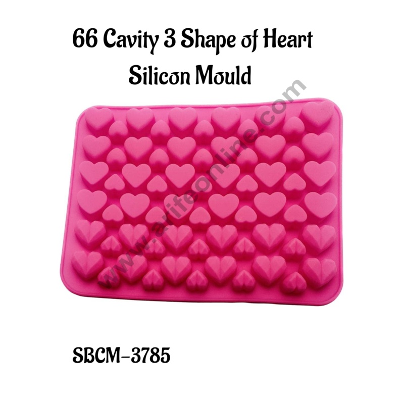 CAKE DECOR66 Cavity 3 Shape of Heart Silicon Mould
