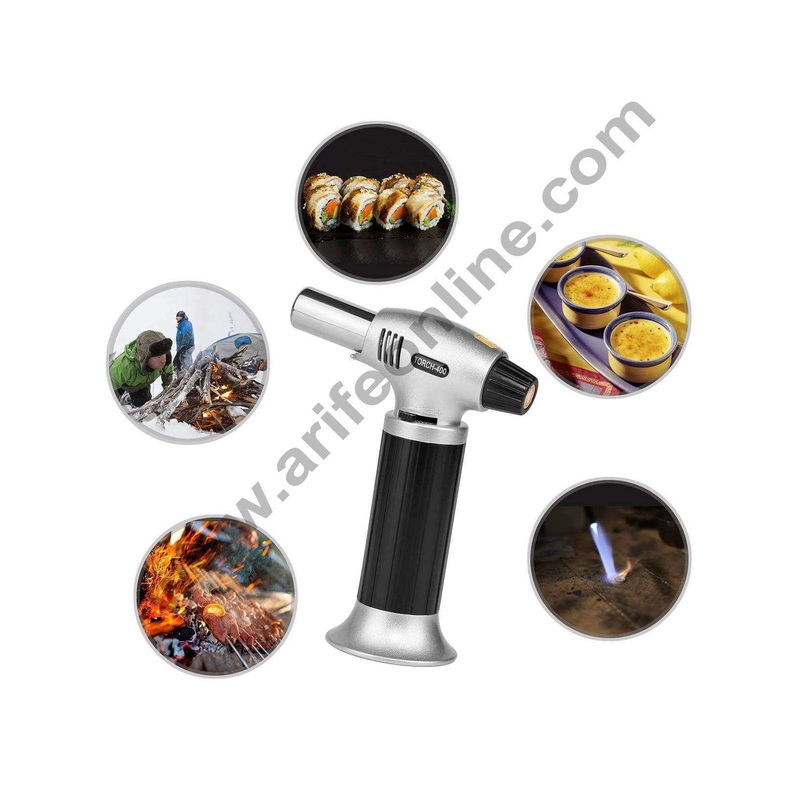 Blow Torch Culinary Torch - Kitchen Cooking Butane Torch - Creme Brulee Torch - Adjustable Flame Lighter with Safety Lock for Cooking, BBQ and Baking, DIY - Butane Gas Not Included