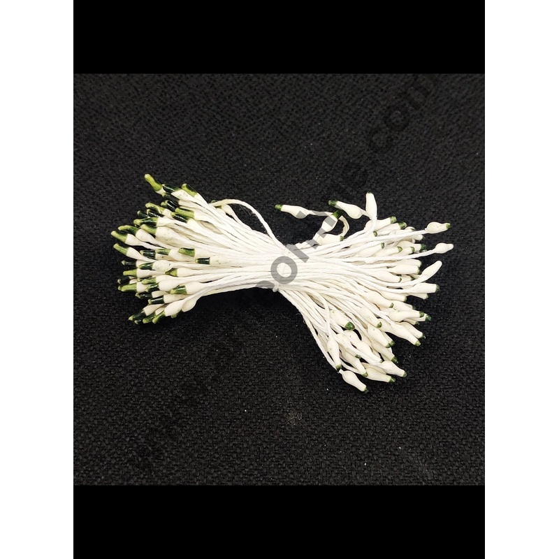 Cake Decor  Dark Green White Dual Color Small Thread Pollen Pack of 10 Bunches for Flower Making