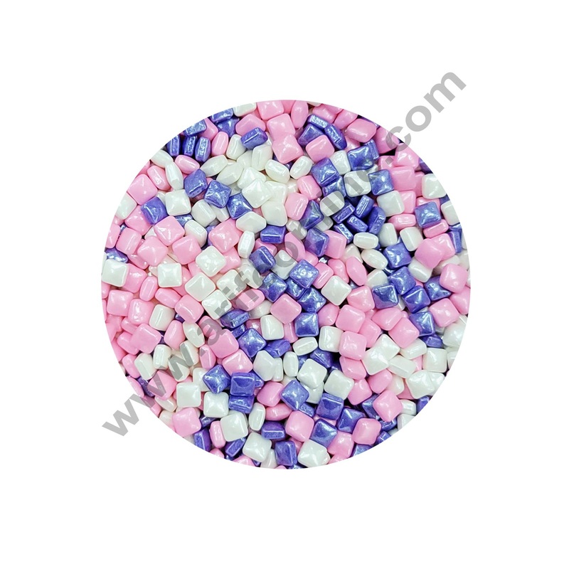 Cake Decor Sugar Candy - Square Dragees Pink Purple White