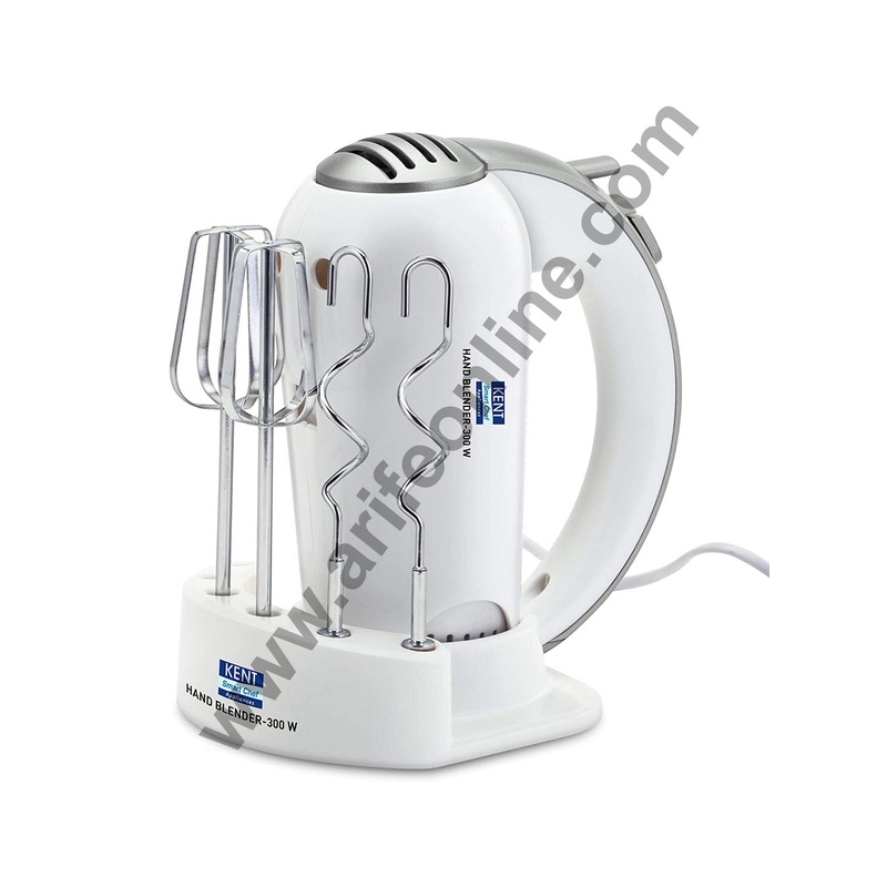 KENT Hand Blender With Stand Lightweight Hand Mixer With Chrome Beater + Dough Hook (300-Watt)