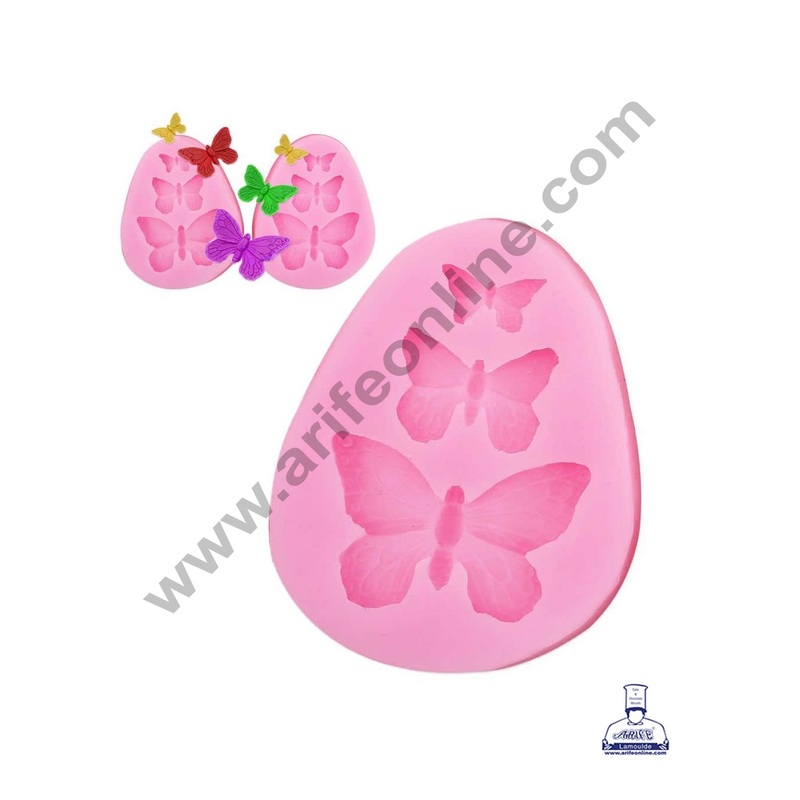 Cake Decor Silicone 3 Cavity Butterfly Shape Fondant Marzipan Mould