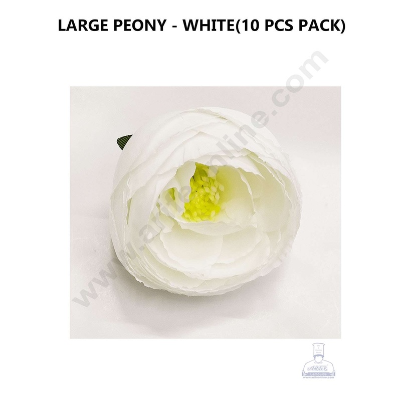 Cake Decor  Large Peony Artificial Flower For Cake Decoration  White( 10 pc pack )