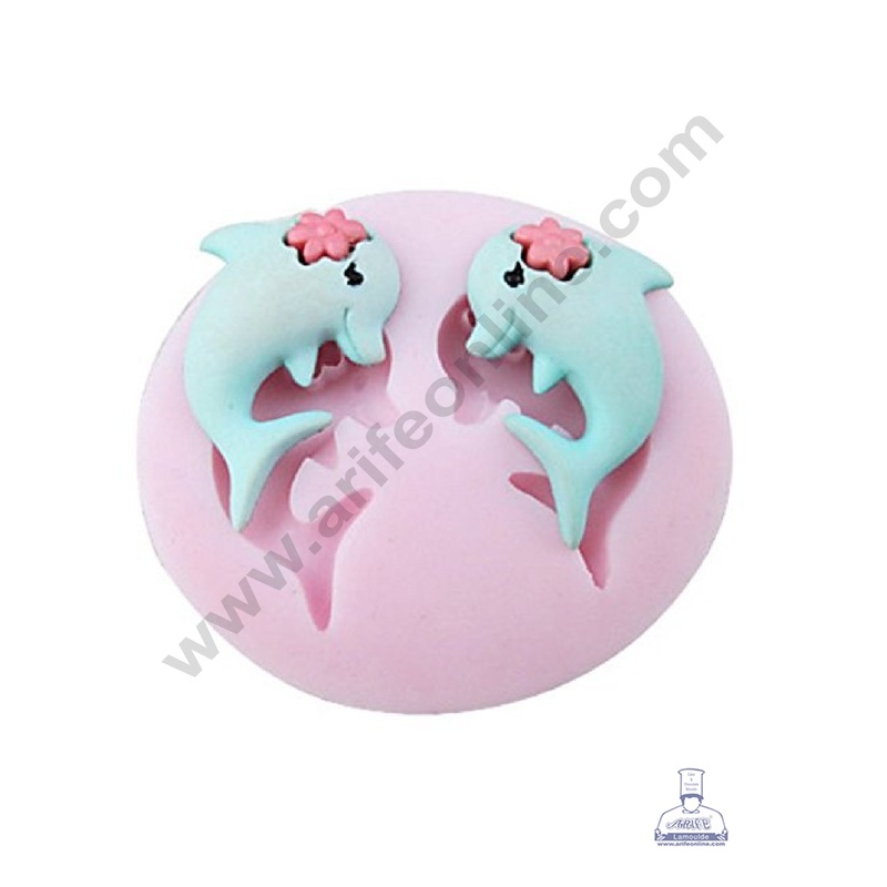 Cake Decor Silicone 2 Cavity Dolphin Shape Pink Fondant Marzipan Mould