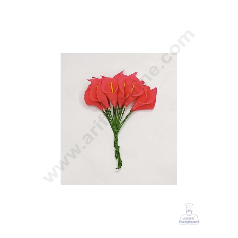 Cake Decor Small Lilly Foam Bunch Artificial Flower For Cake Decoration  Red( 1 Bunch )