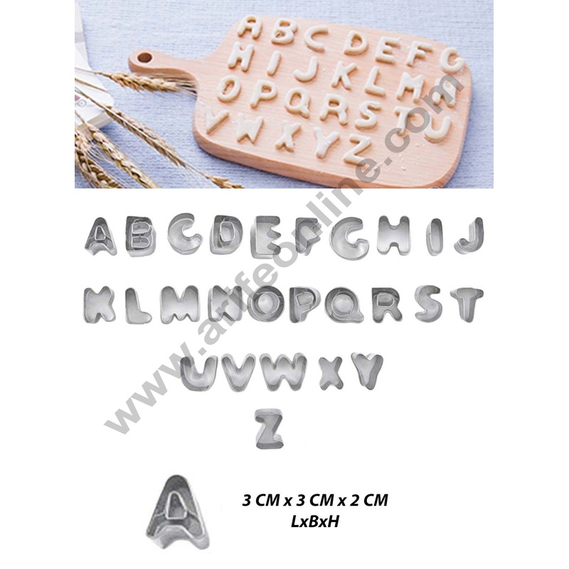 Cake Decor Stainless Steel 26Pcs Alphabet Cookie Fondant Biscuit Cake Fruit Cutter