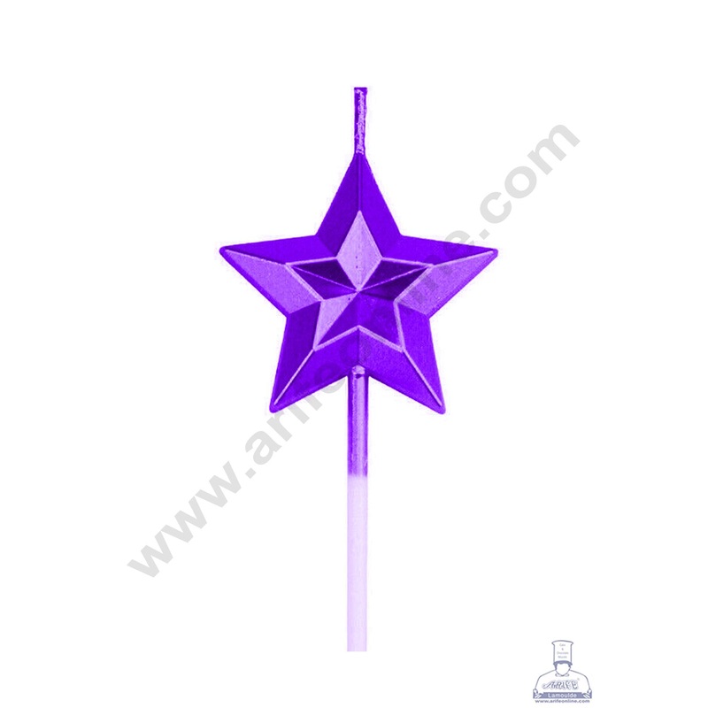 Cake Decor Star Theme Candle for Party Decoration for Cake and Cupcake - Purple - Set of 1 Pc
