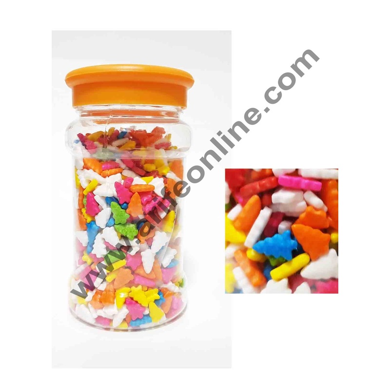 CAKE DECOR Sugar Candy - Multicolour Christmas Tree Sprinkles and Candy - 100 gm