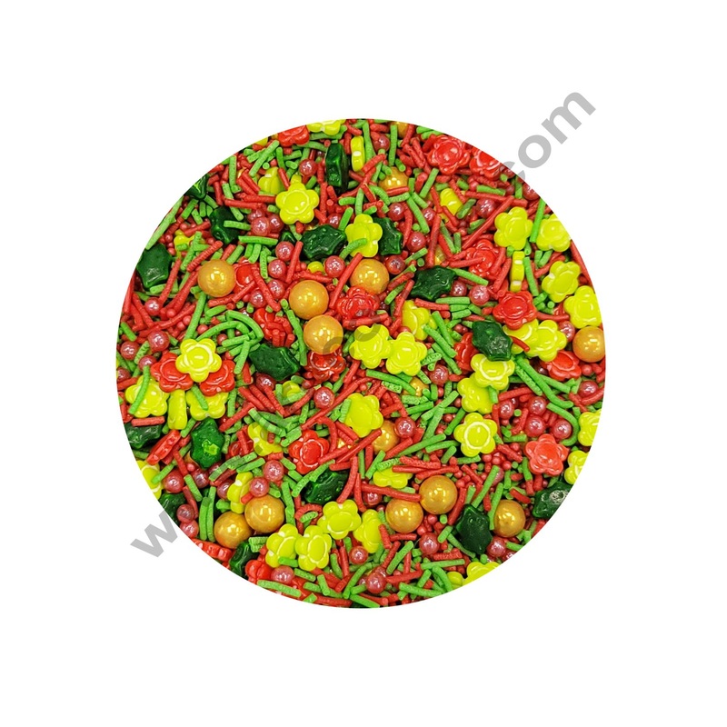 CAKE DECOR Sugar Candy - Red Green Yellow Mashup Sprinkles and Candy - 500 gm