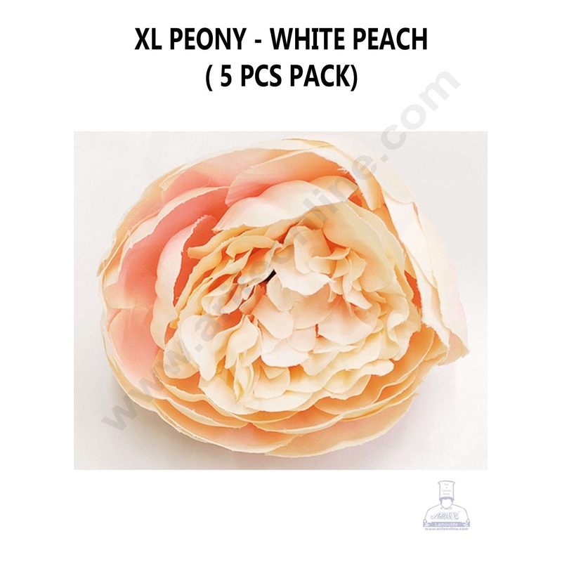 Cake Decor  XL Peony Artificial Flower For Cake Decoration  White Peach( 5 pc pack )