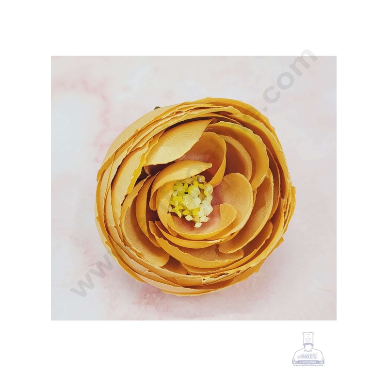 Cake Decor  Large Peony Artificial Flower For Cake Decoration  Orange ( 10 pc pack )