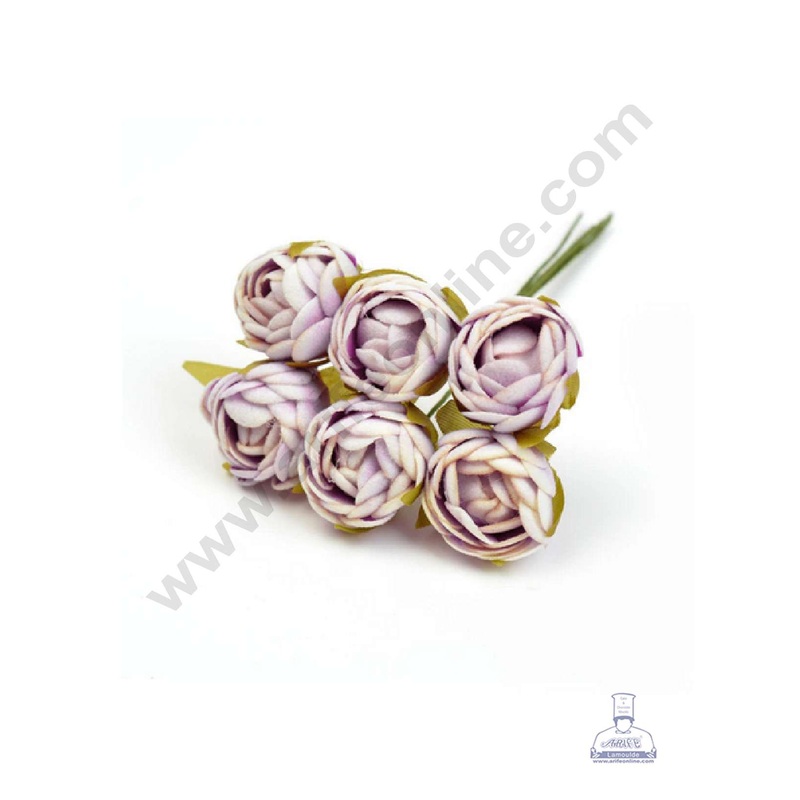 CAKE DECOR Small Rose Artificial Flower Bunch For Cake Decoration  Purple ( 1 Bunch )