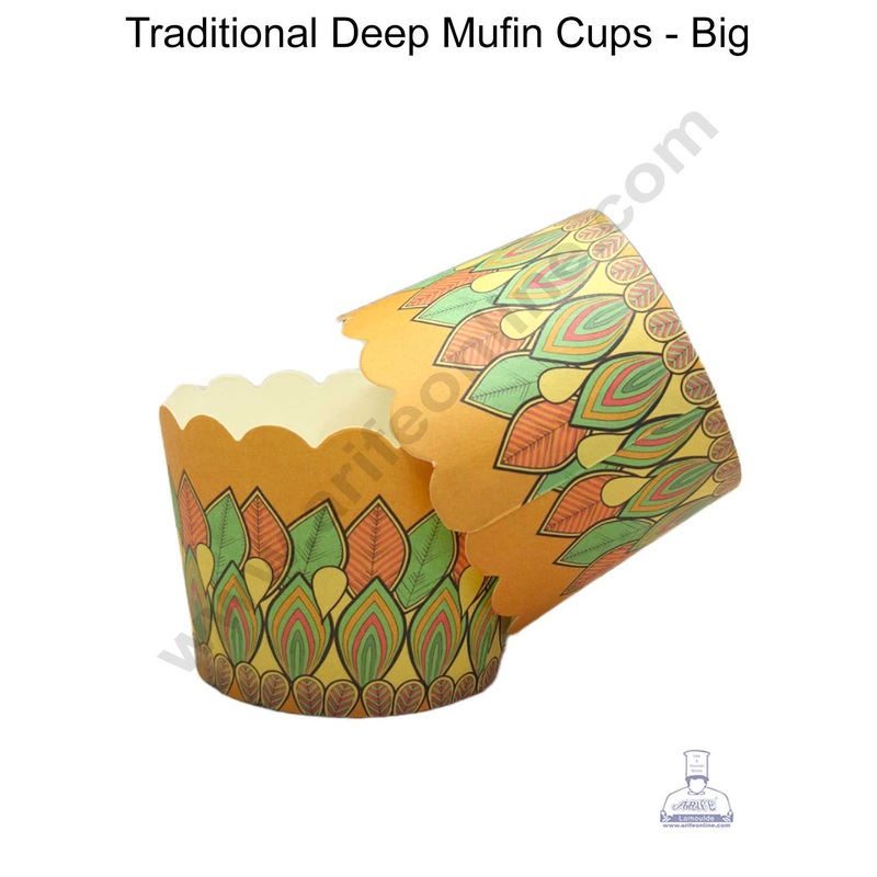 CAKE DECOR Traditional Design Big Deep Muffin Cupcake Liners ( 50Pcs Pack )  Design 1