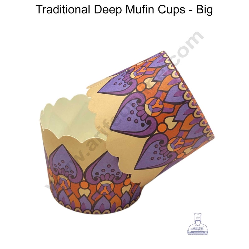 CAKE DECOR Traditional Design Big Deep Muffin Cupcake Liners ( 50Pcs Pack )  Design 2