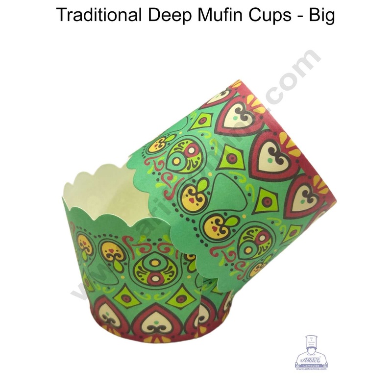 CAKE DECOR Traditional Design Big Deep Muffin Cupcake Liners ( 50Pcs Pack )  Design 4