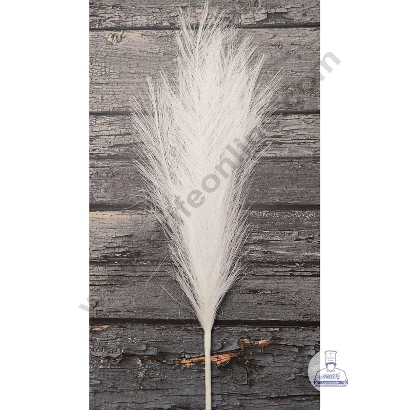 Cake Decor White Long Cloth Shrub Artificial Pampas Grass Flower For Cake Decoration  White ( 1 pc pack )