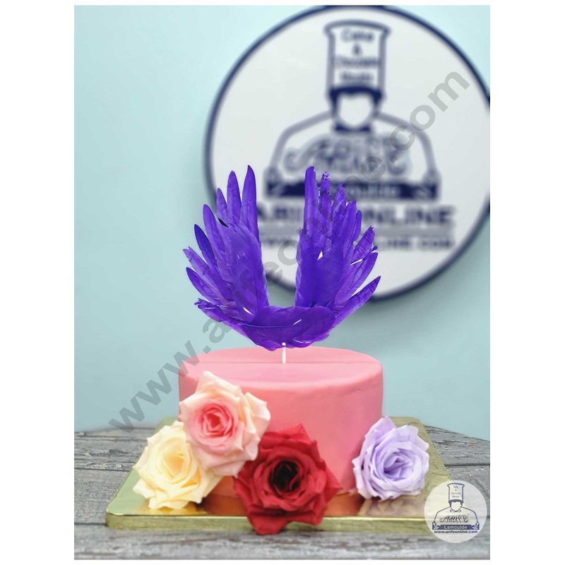 CAKE DECOR Wing Feather Topper For Cake Decorations - Purple ( 1 pc Pack )