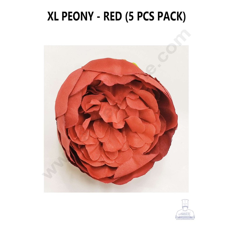 Cake Decor  XL Peony Artificial Flower For Cake Decoration  Red ( 5 pc pack )