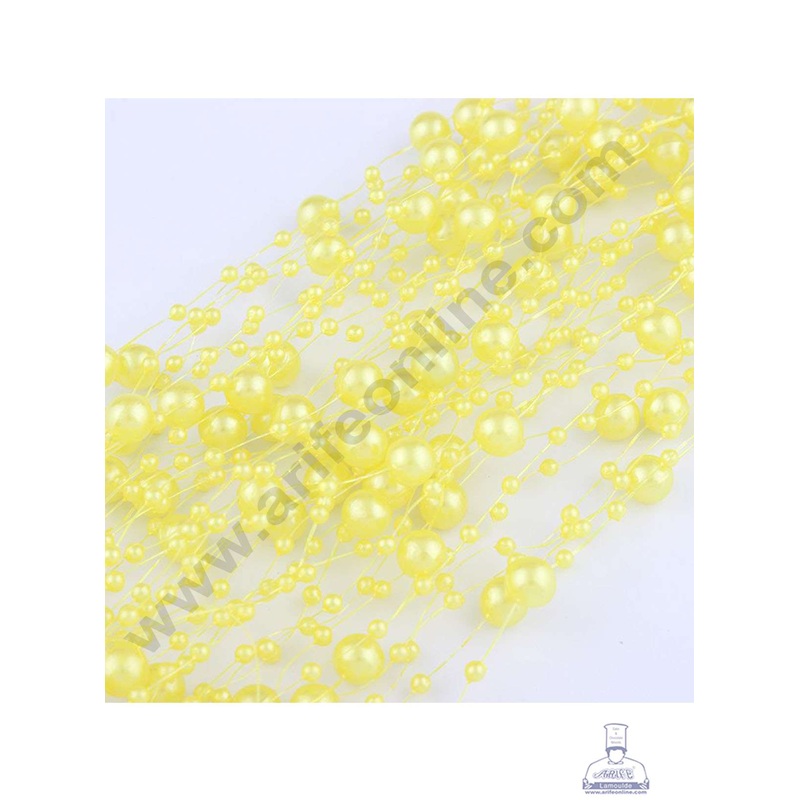 Cake Decor Yellow Artificial Pearls String Beads Chain Garland Flowers Wedding Christmas Party Decoration 3mm 8mm Beads (SBBD-17)