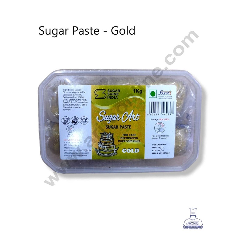 Sugar Shine India Sugar Art Sugar Paste - Gold ( 1 KG )