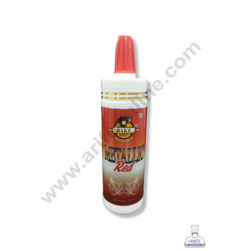 Bake Haven Edible Puff Colour Food Colour Powder Spray for Cakes Decoration - Metallic Red (25 gm)