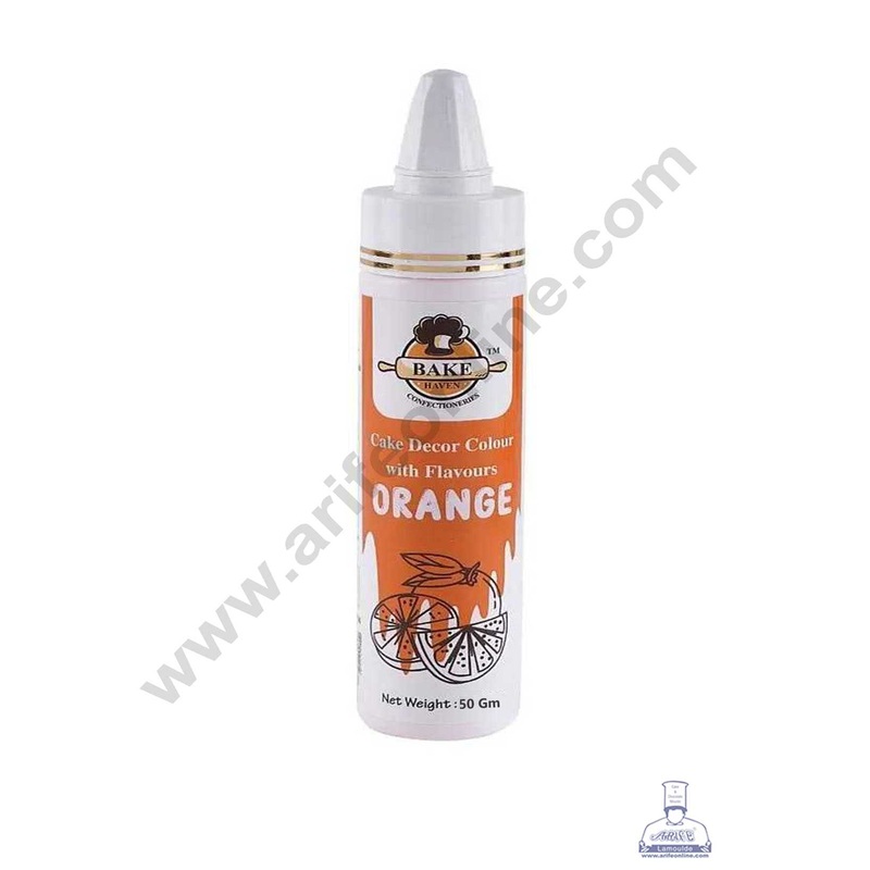Bake Haven Edible Puff Colour Food Colour Powder Spray for Cakes Decoration - Orange (50 gm)