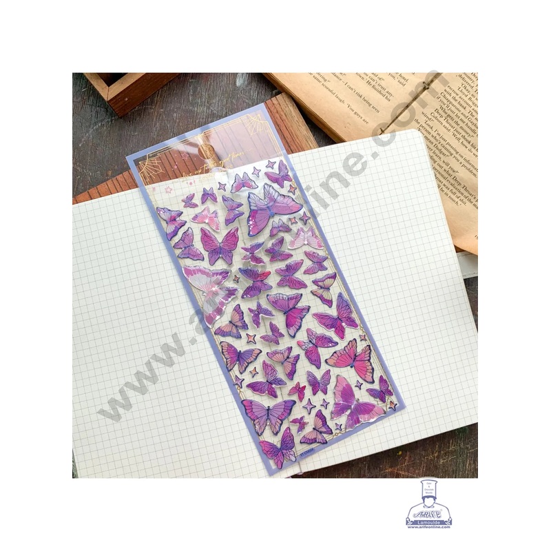 Cake Decor  3D Dark Purple Holographic Glitter Butterflies Stickers for Kids Crafts