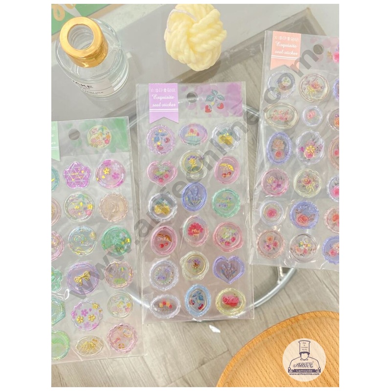 Cake Decor  Aesthetic Colorful Transparent Wax Seal Stamp | Wax Stamp Sticker (Assorted Designs)