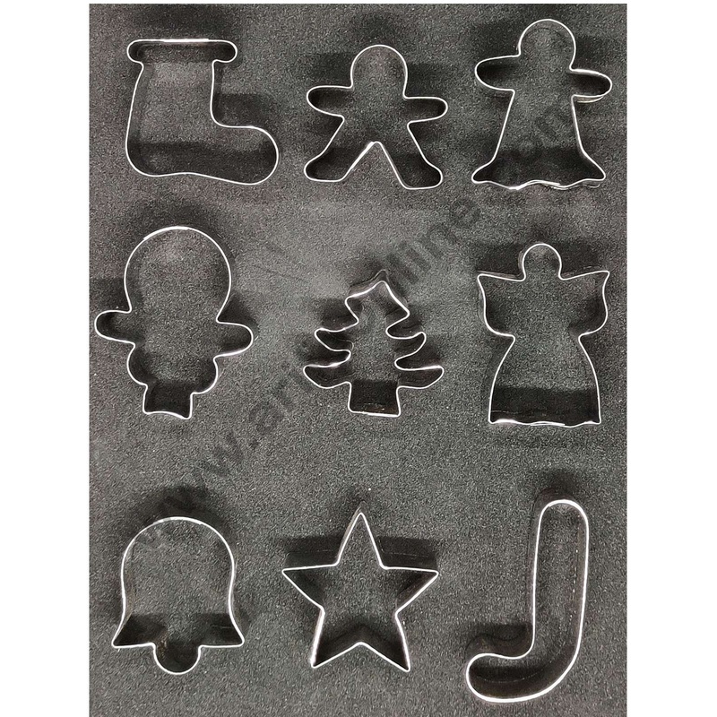 Cake Decor Steel Cutter 9 Pc Mix Shapes Christmas Cookie Cutters
