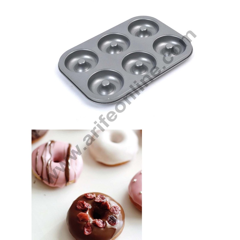 Non Stick 6 Cavity Donut & Muffin Mould | Chocolate, Mousse cake Baking Pan - Cake Decor