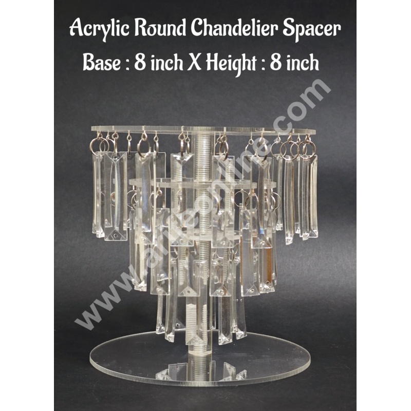 CAKE DECOR   Acrylic Round Chandelier Spacer 8 Inch Base & 8 Inch Height